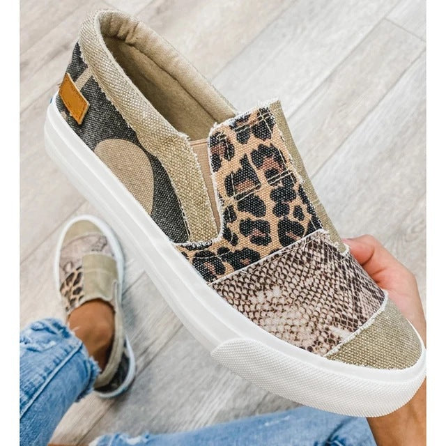 Dame Slip-On Sneakers med moderigtigt dyremotiv og elastiske indsatser Stilla