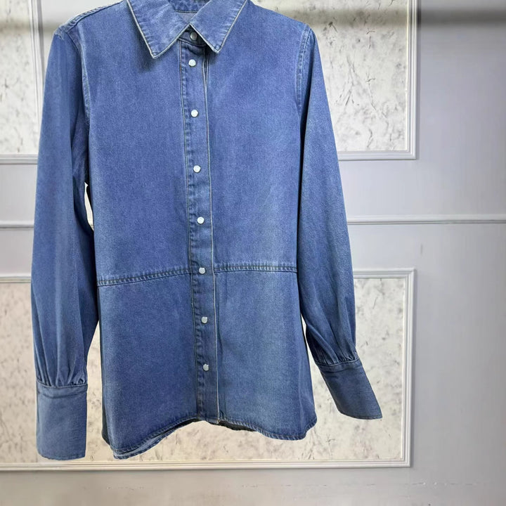 Dame Jeansjakke i afslappet oversized-snit med statement-print Stilla