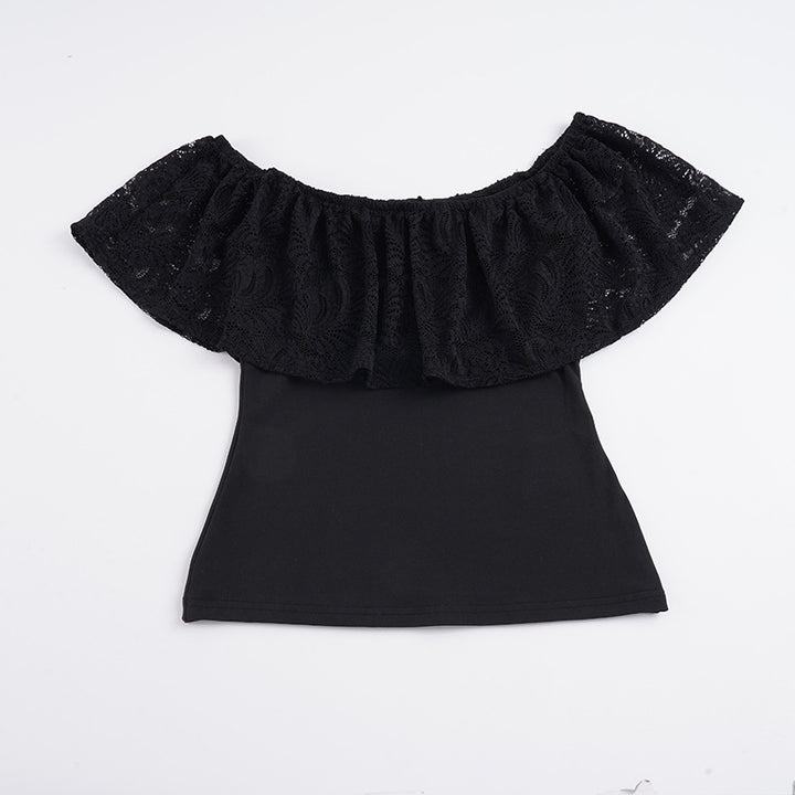 Dameoberdel med spidsel-overlap og off-shoulder design Skovae