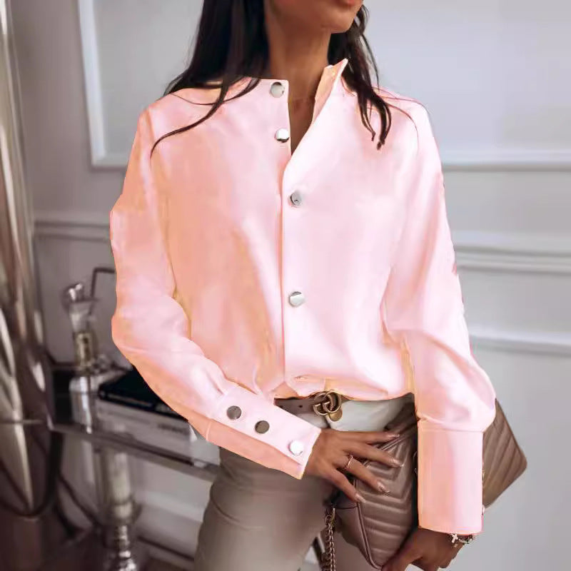 Damers elegante bluse med moderne trykknapper og afslappet pasform Stilla