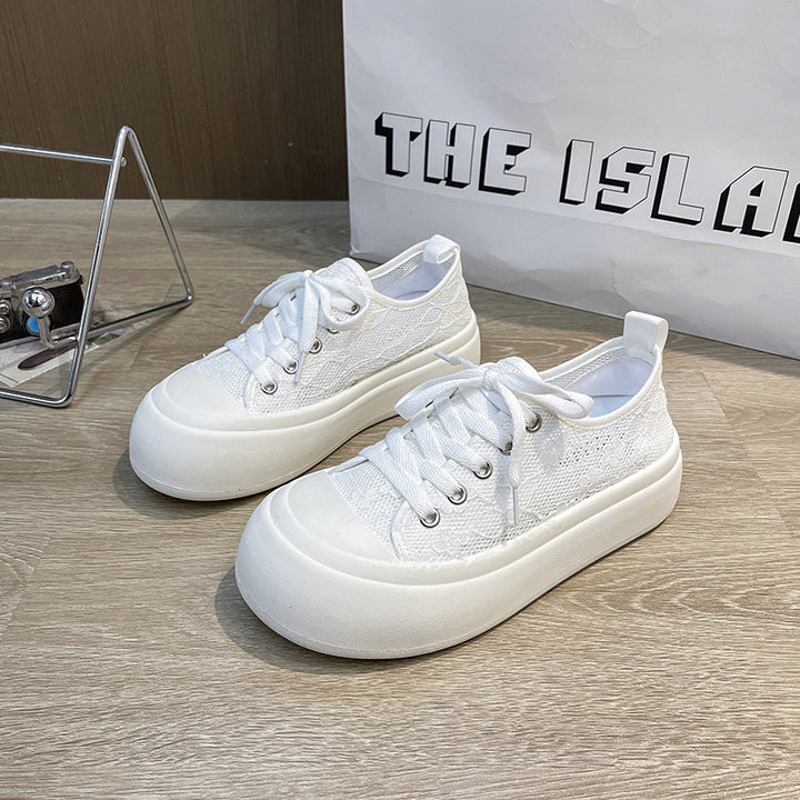 Dame Sneakers med åndbar overfladestruktur og farverig snøring Stilla