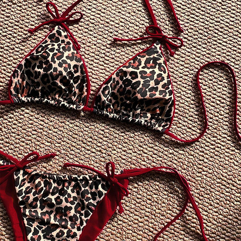 Dame triangel bikini med dyreprint og justerbare bindebånd Skovae