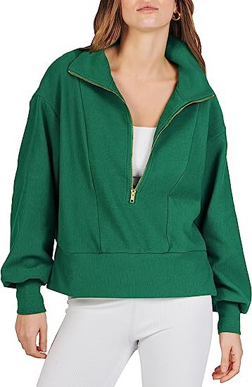 Dame Sweatshirt med halvdelen lynlås og blødt materiale Stilla