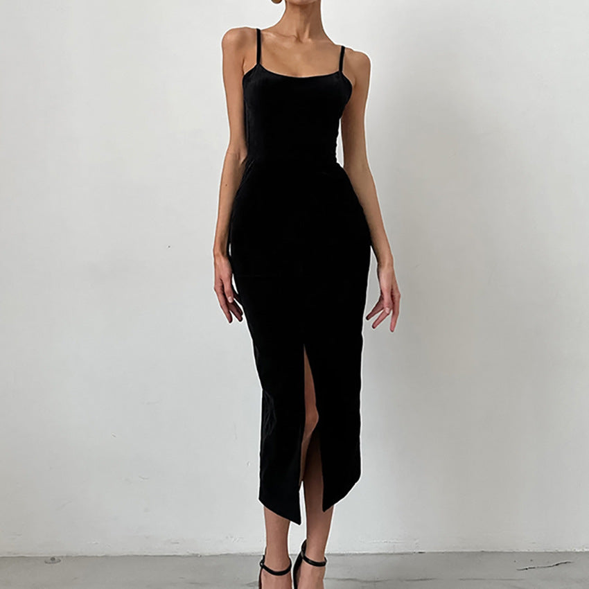 Dame elegant, figursyet aften kjole med slids Stilla
