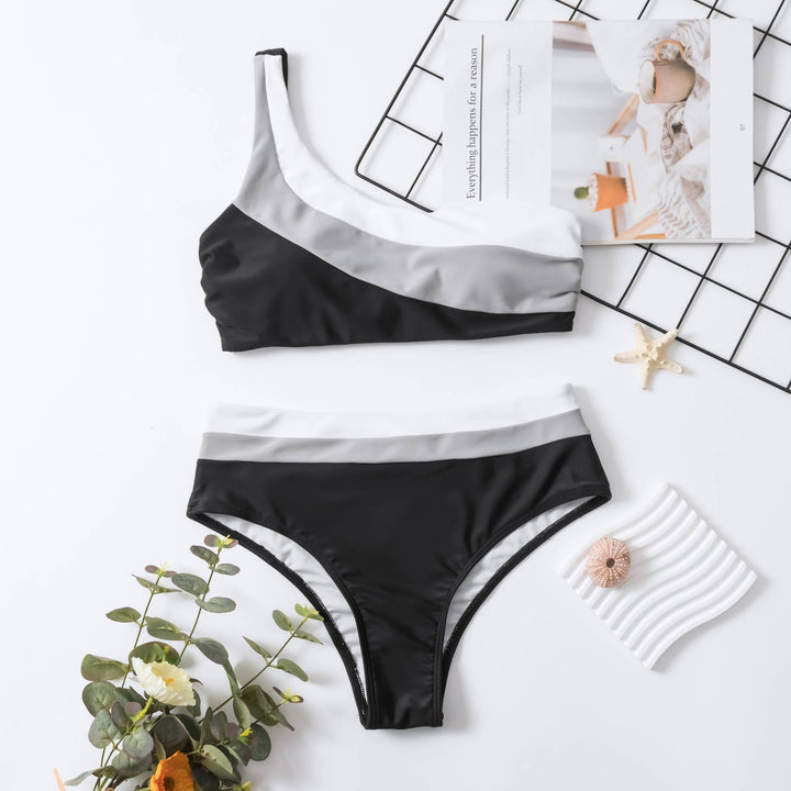 Dame Crop-Bikini med asymmetrisk design og høj talje Skovae