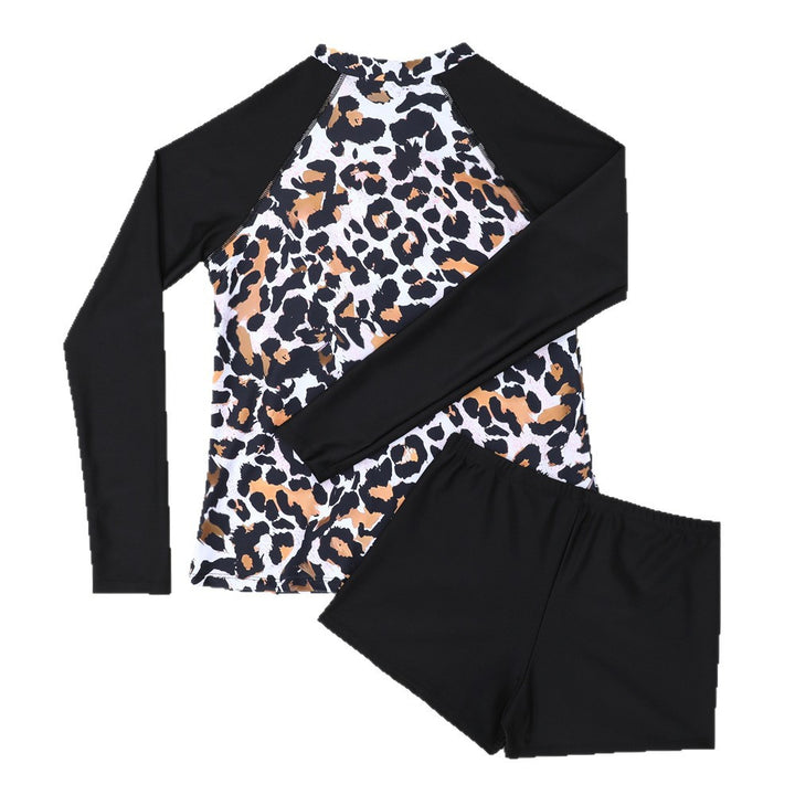 Dame Rashguard-sæt med lange ærmer og stilfuldt leopardmønster Stilla