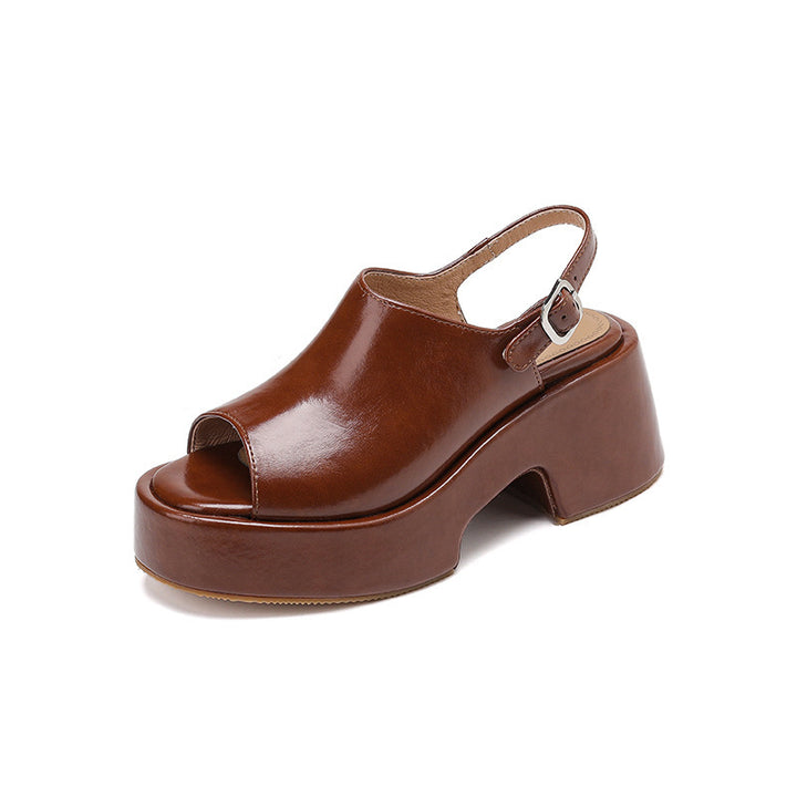 Femme Open-Toe Slingback Plattform Sandaler med Chunky Hæl Stilla