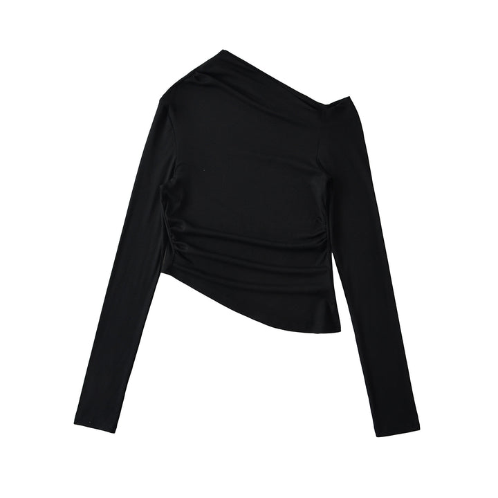 Damer asymmetrisk langærmet skjorte med elegant draperingseffekt Stilla