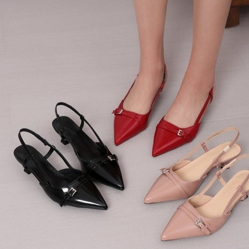 Dame Slingback Pumps med elegant spidset design og dekorativ spændeaccent Stilla