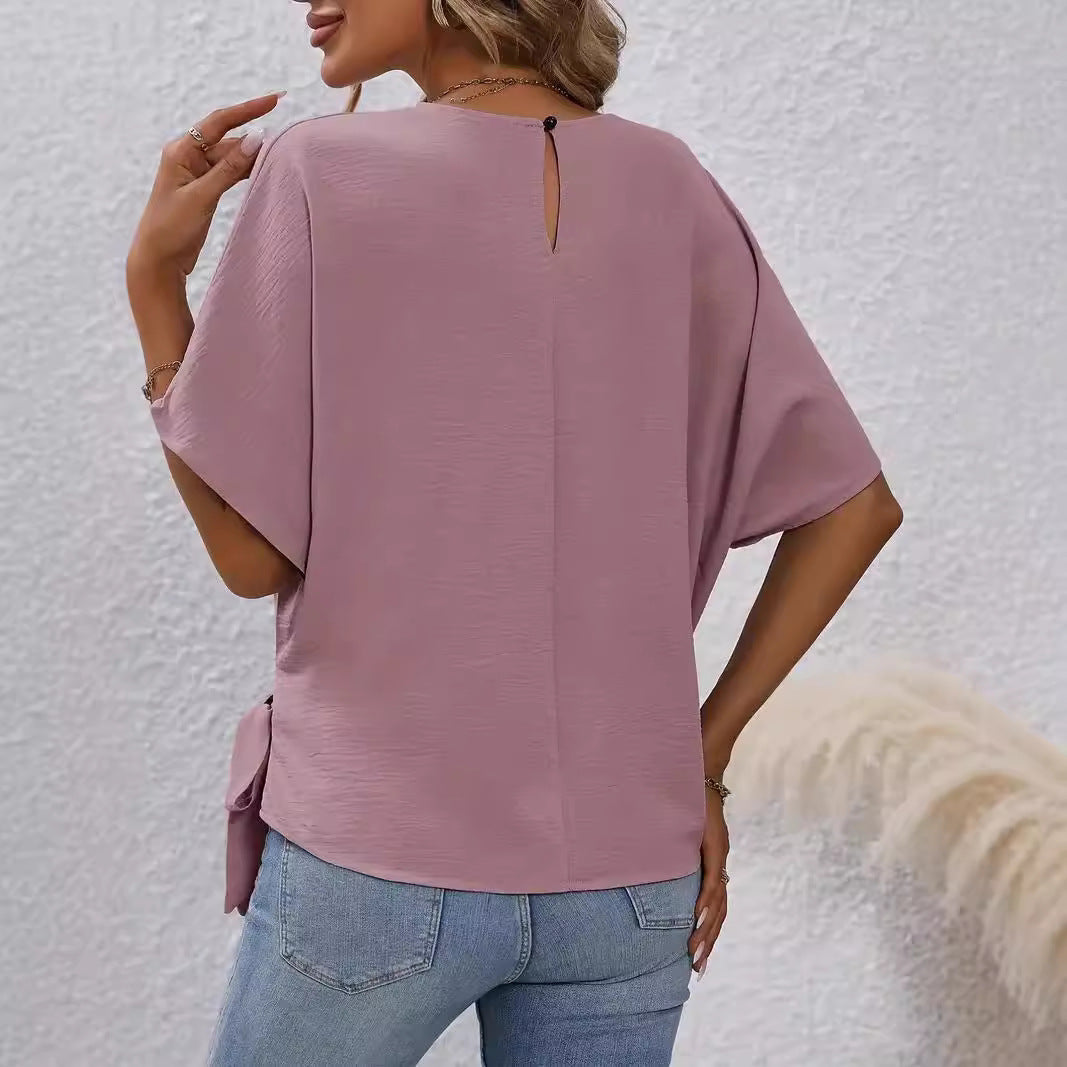 Dame casual oversized T-shirt med knude-detalje Stilla