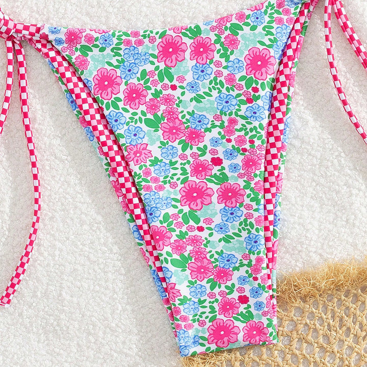 Dame Floral Bikini med justerbare bindebånd Skovae