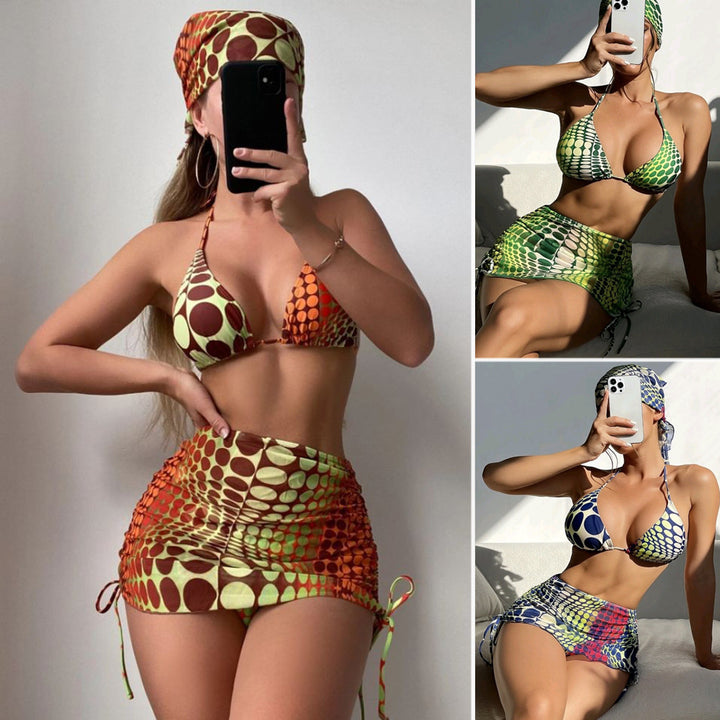 Dame Triangel-Bikini med Skørt Skovae