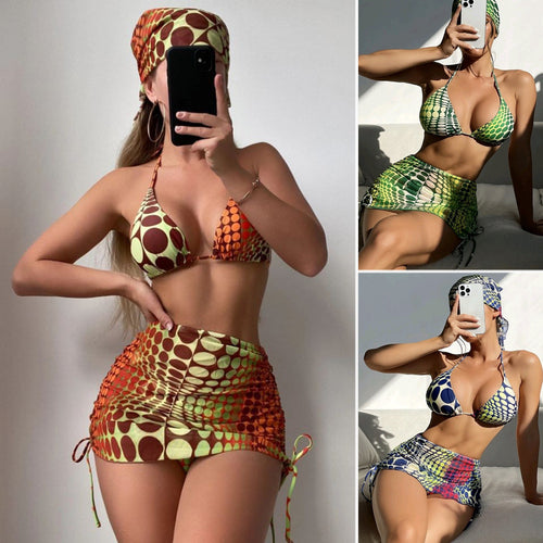 Dame Triangel-Bikini med Skørt Skovae