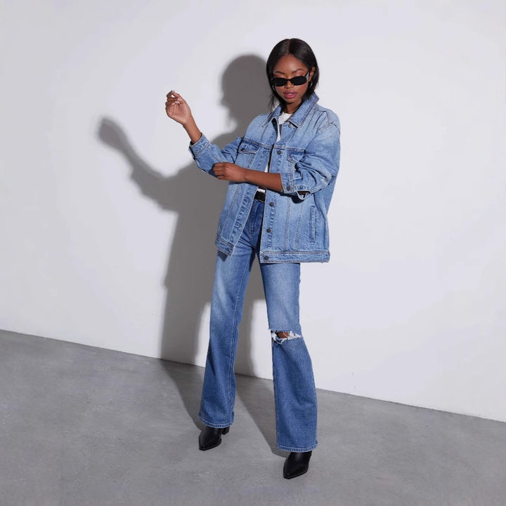Kvinders Oversized Denim Jakke Stilla