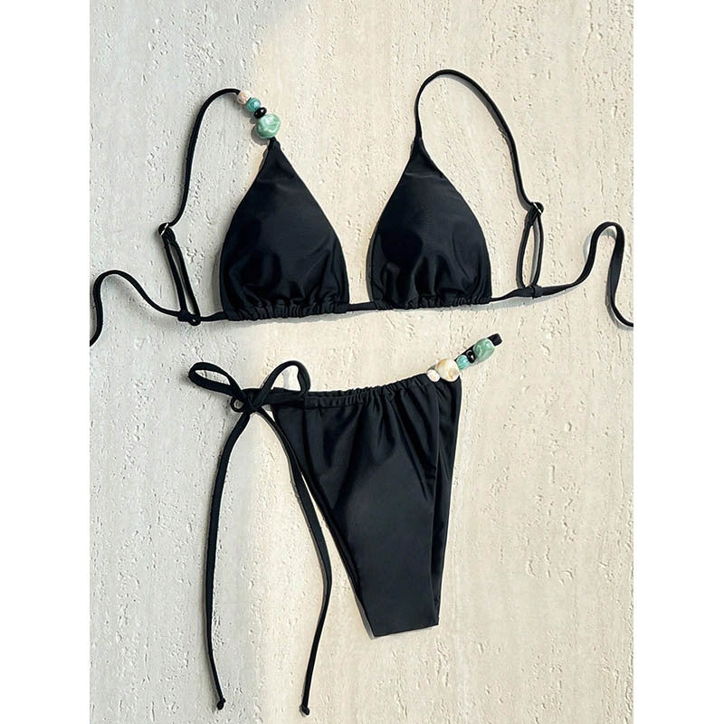 Dame triangel-bikini med håndlavede smykkedetaljer Skovae