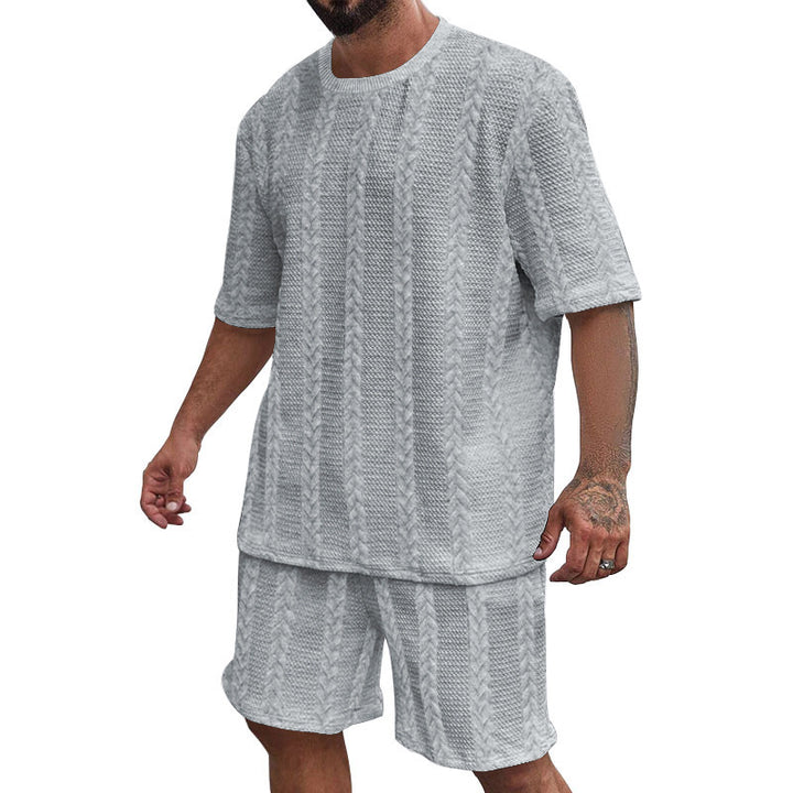 Herre afslappet strik sæt med oversized T-shirt og shorts Stilla
