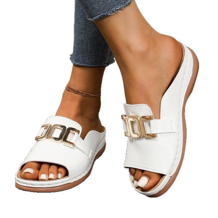 Dame moderigtige Slip-On Sandaler med behagelig sål og elegant pyntespænde Stilla