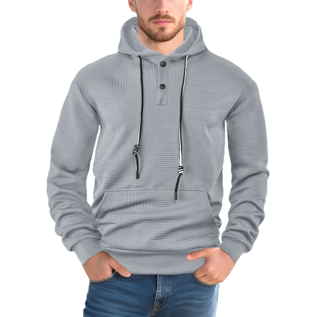Herren nan struktureret hoodie med trykknaplukning og kængurulomme Skovae