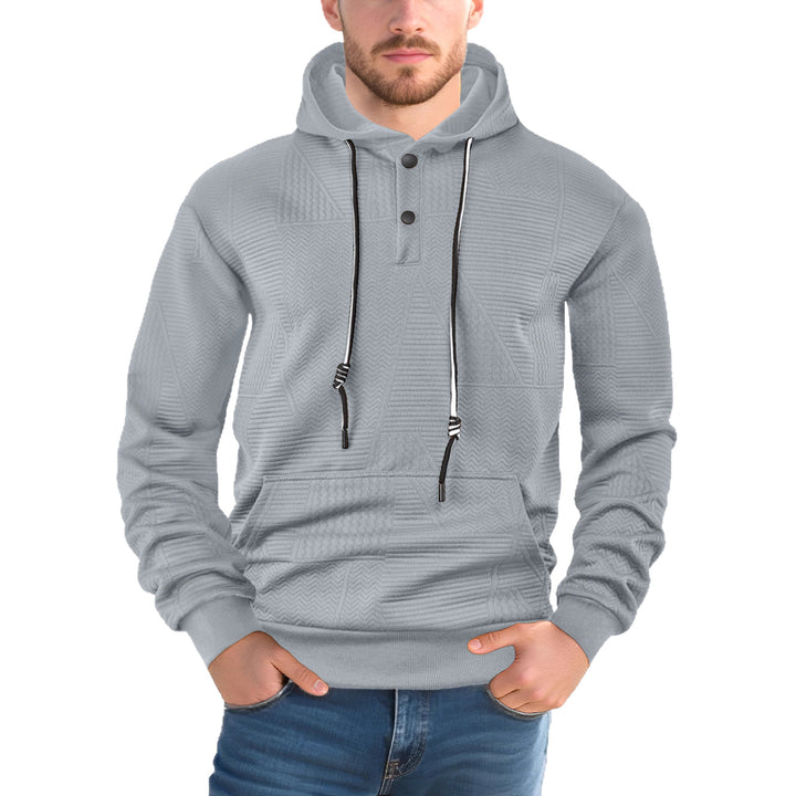 Herren nan struktureret hoodie med trykknaplukning og kængurulomme Skovae