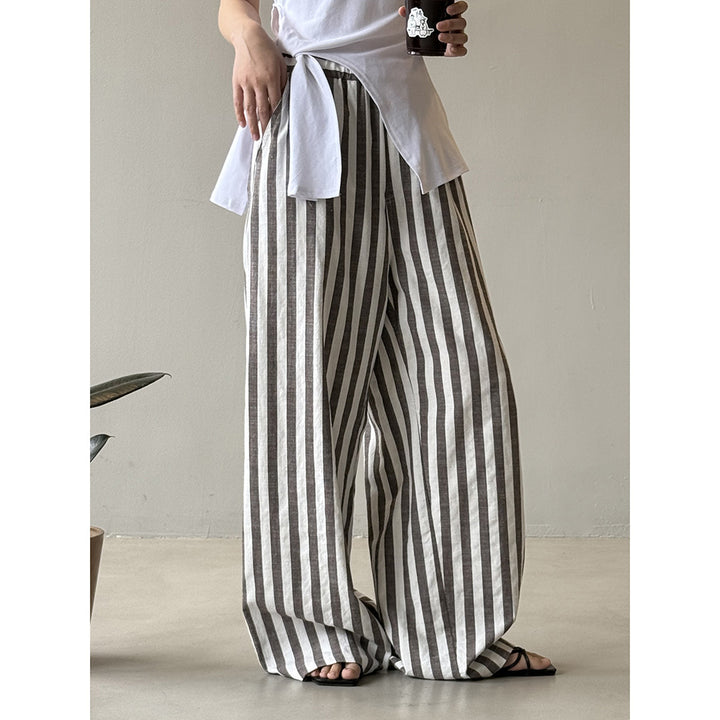 Dame afslappet linnedragt med brede striber Stilla