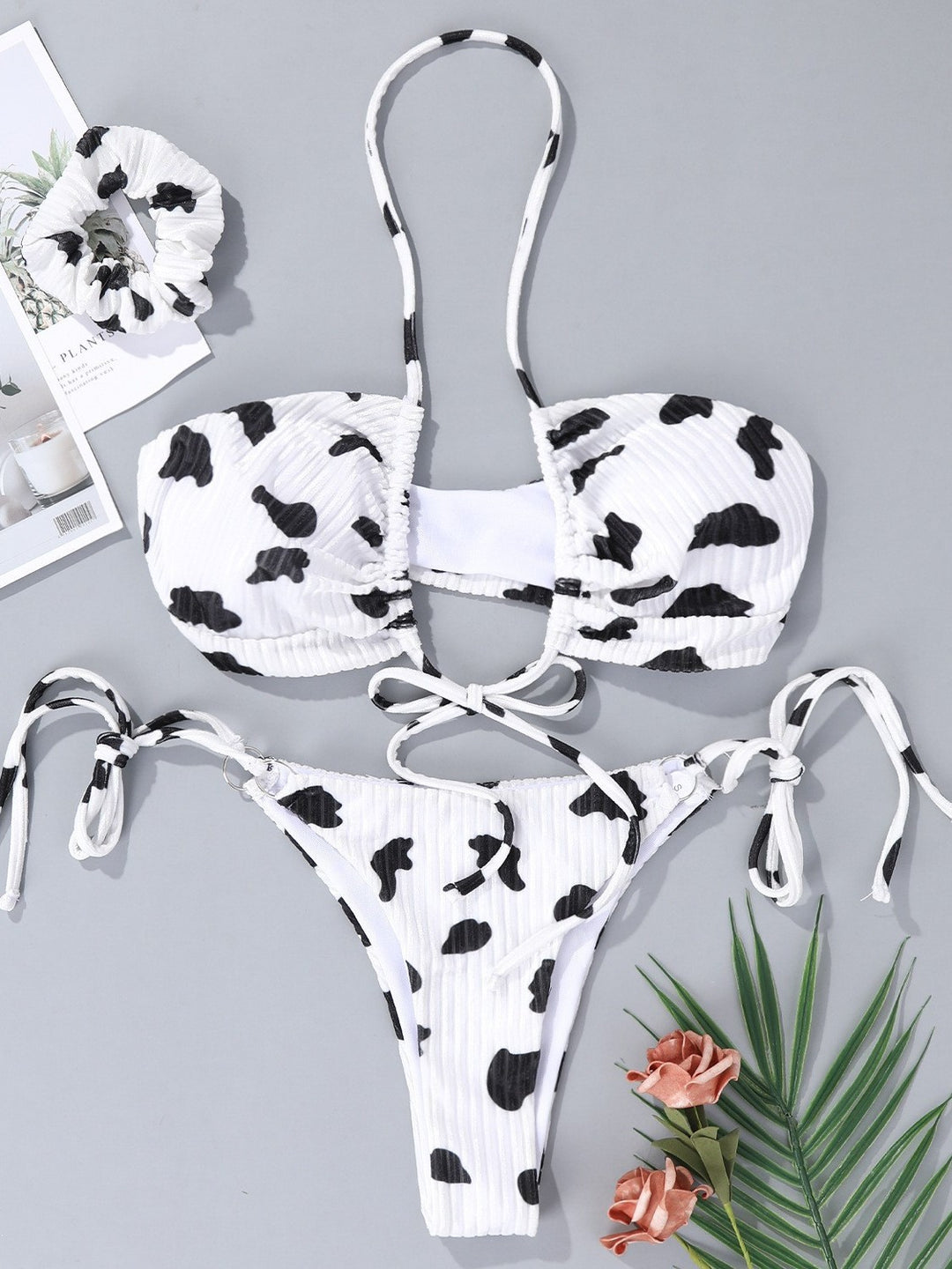 Damer Rib-Cowprint-Bikini-Sæt Stilla