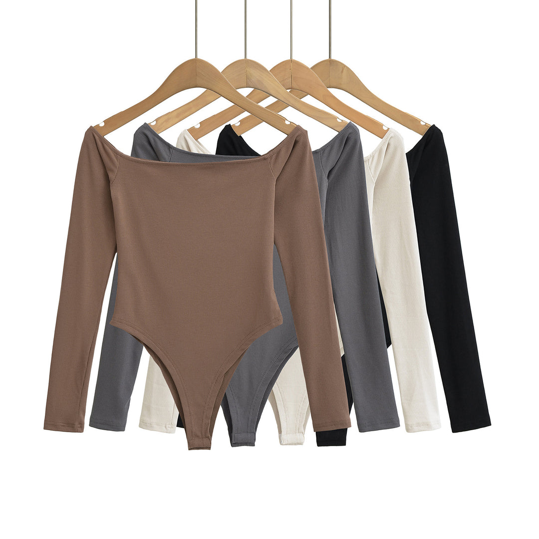 Dame Langærmet Bodysuit med flot Off-Shoulder Design og figursyet snit Stilla