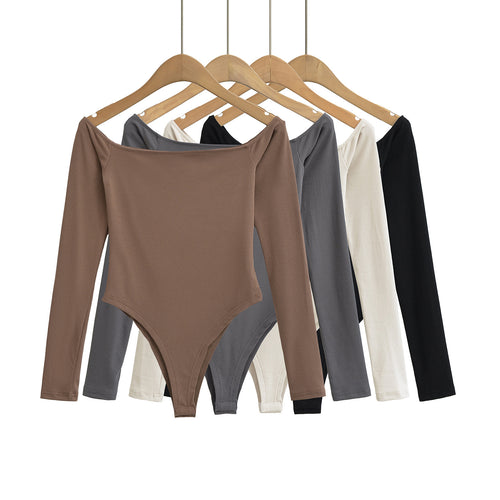 Dame Langærmet Bodysuit med flot Off-Shoulder Design og figursyet snit Stilla