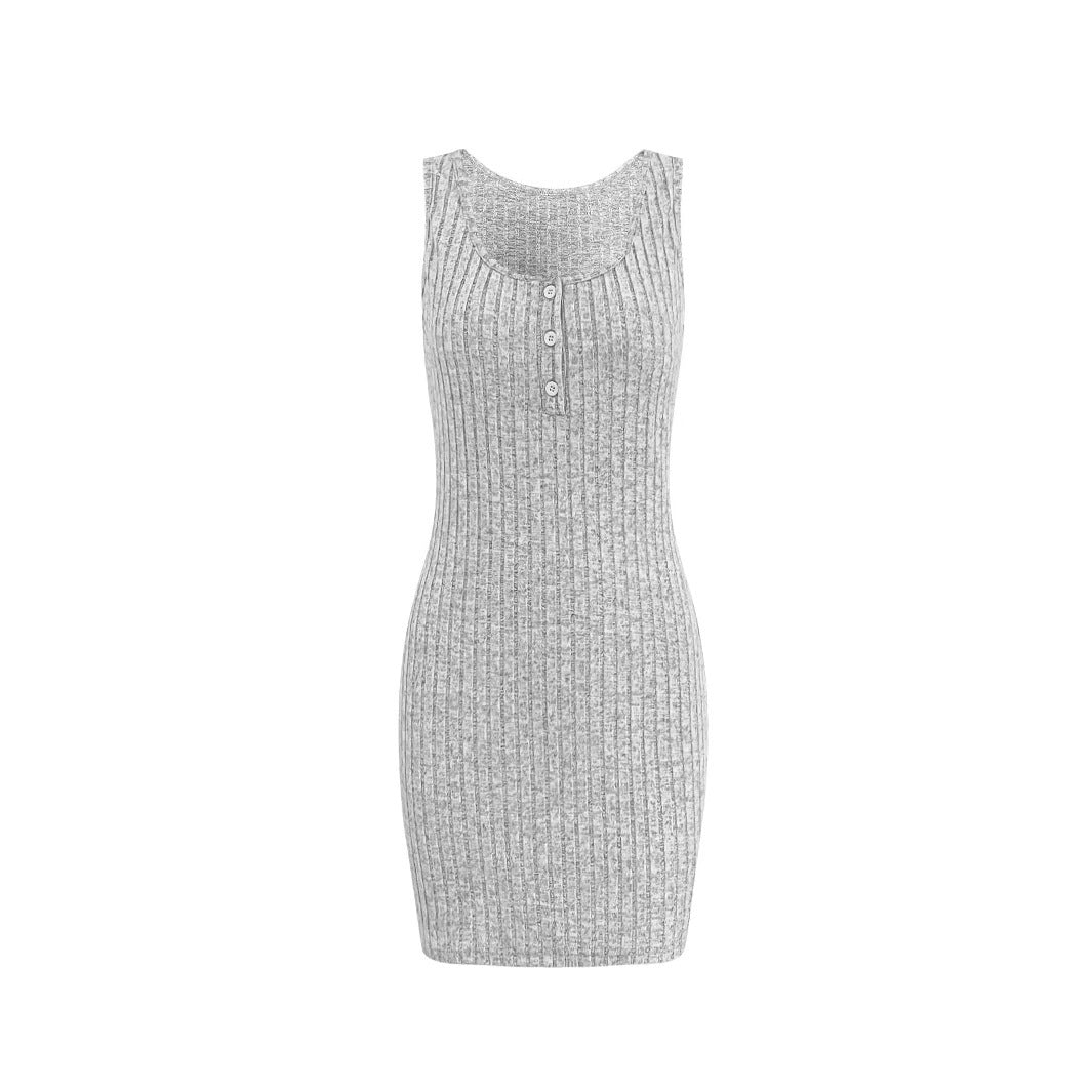Dame Ribbstrikkjole med lang Cardigan Stilla