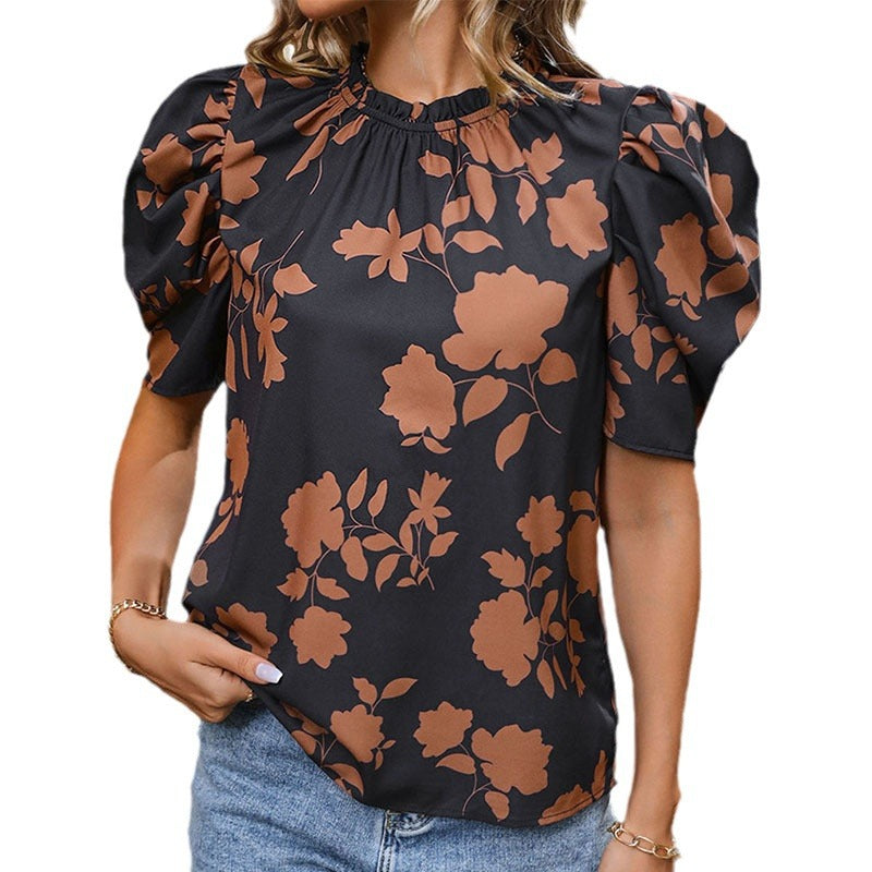 Femme Puff Ærmel Floral Bluse Stilla