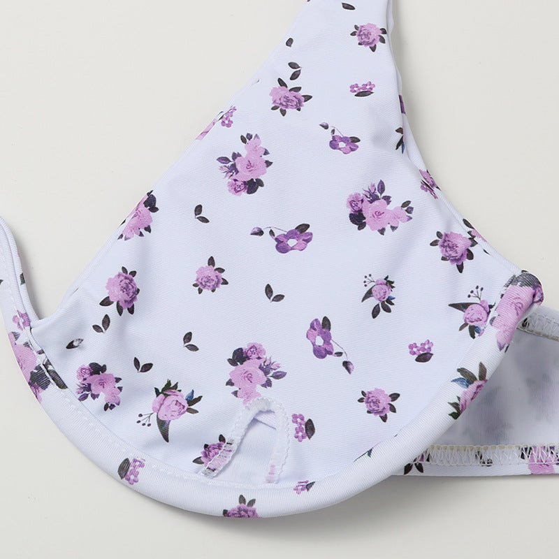 Dame Cup-Bikini-Sæt med blomsterdesign Skovae