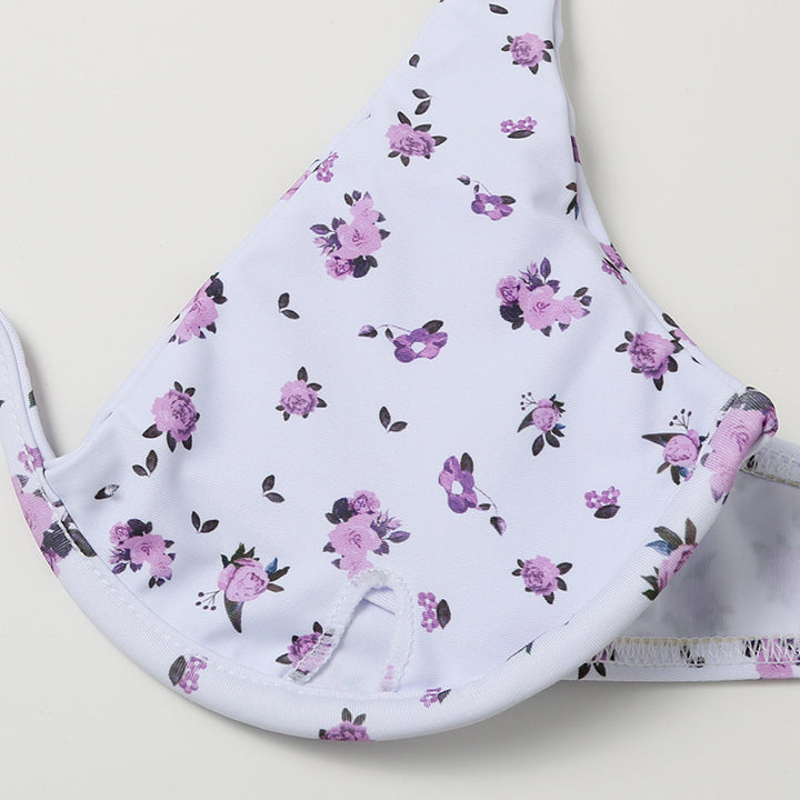 Dame Cup-Bikini-Sæt med blomsterdesign Skovae