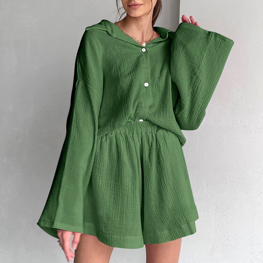 Dame Oversized Blusenensemble med åndbart stof og svajende nederdel Stilla