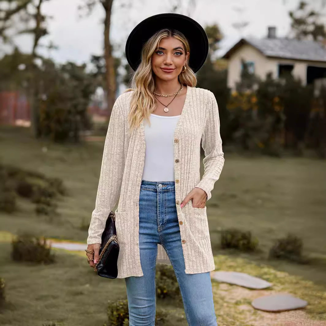 Dame Striklang cardigan Stilla