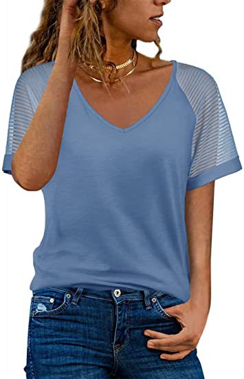 Dame sporty V-hals T-shirt med netærmer Stilla