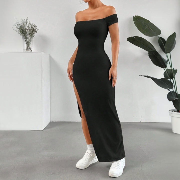 Kvinders maxi kjole med off-the-shoulder skæring og høj slids Stilla