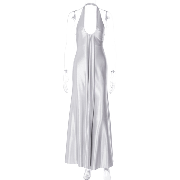 Dame Maxi Kjole med elegant Halterneck-detaljering og flydende snit Skovae