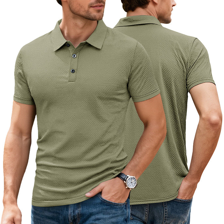 Herrer nano struktureret mikrojacquard-polo-shirt med slank pasform og elastisk komfortstretch Skovae