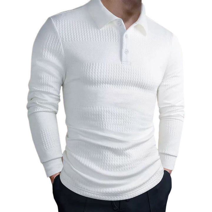 Herren nan tailleret vaffelstrik-polo shirt med klassisk polo krave Skovae