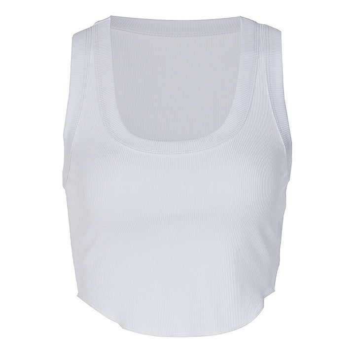 Dame Crop-Top i let, elastisk stof med fin ribstruktur Stilla