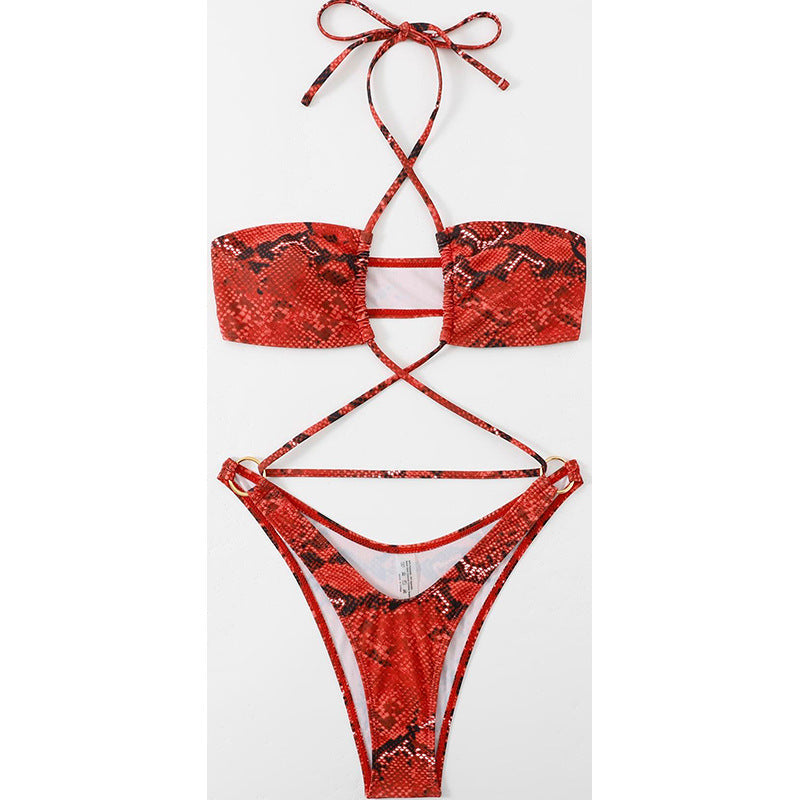 Dame triangel-bikini med raffineret krydsdesign Skovae