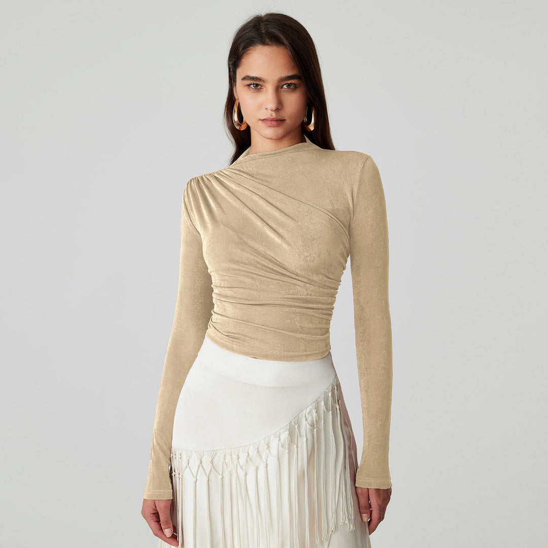 Damer Raffineret Langarmshirt med elegant Wickeldesign Stilla