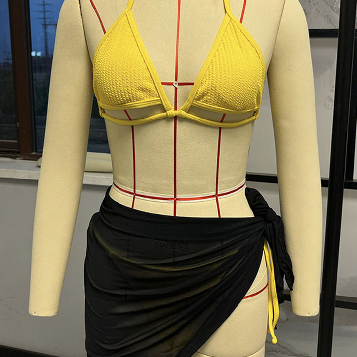 Dame Triangel-Bikini med moderne indpakningsskørt Skovae