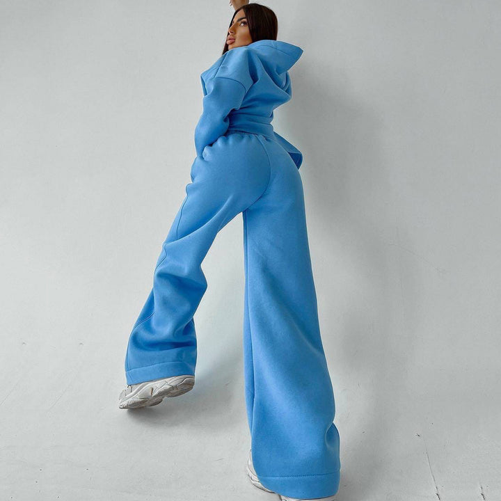 Kvinders afslappede fit hættebluse og løs sweatpants sæt Skovae