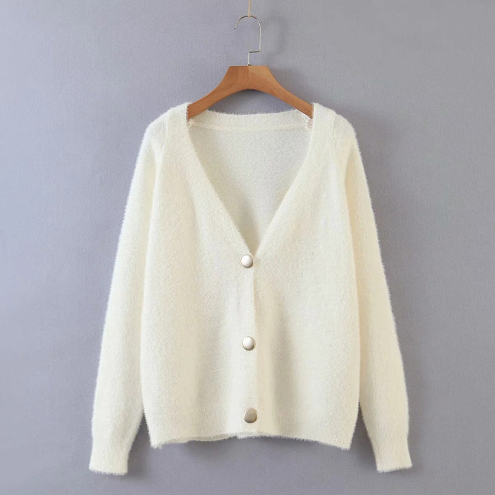 Kvinders hyggelige cardigan med store knapper og oversized pasform Stilla