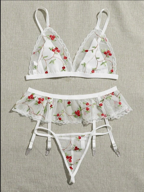Dame Floral Spids-Bralette og String-Sæt Stilla 1752572955