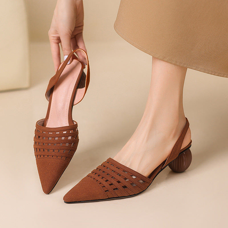Femme Strappy Spidsesko Slingback med skulptureret hæl  Stilla