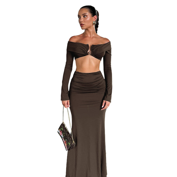 Dame maxikjole med off-shoulder design og raffinerede cut-outs Stilla