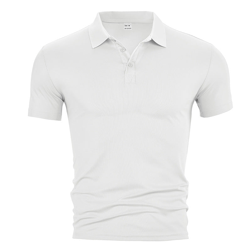 Herre nan figursyet kortærmet poloshirt i elastisk jersey med skjortekrave og kort knapliste Skovae