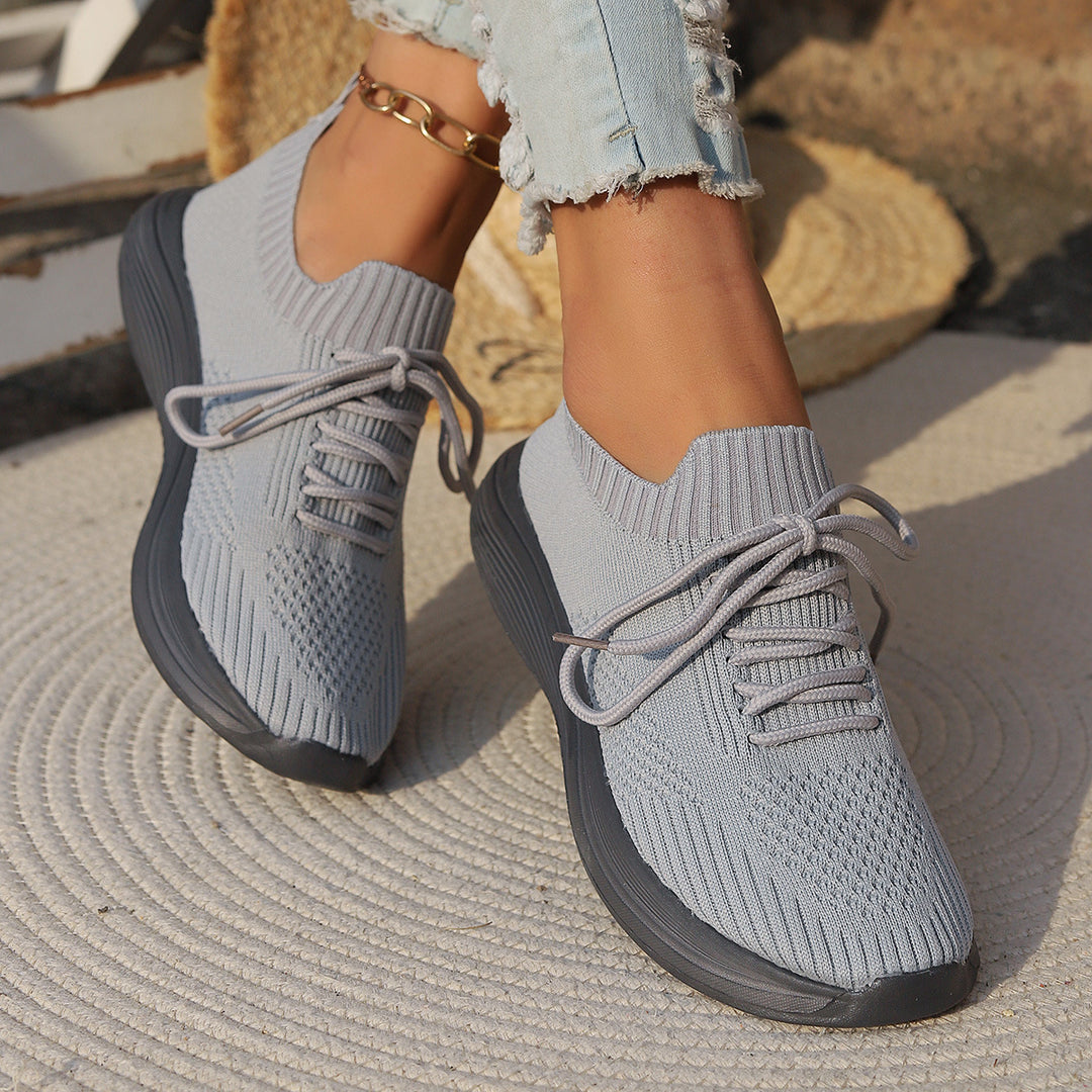 Dame Åndbare Sneakers med elastisk Strik-Overmateriale og skridsikker Sål Stilla