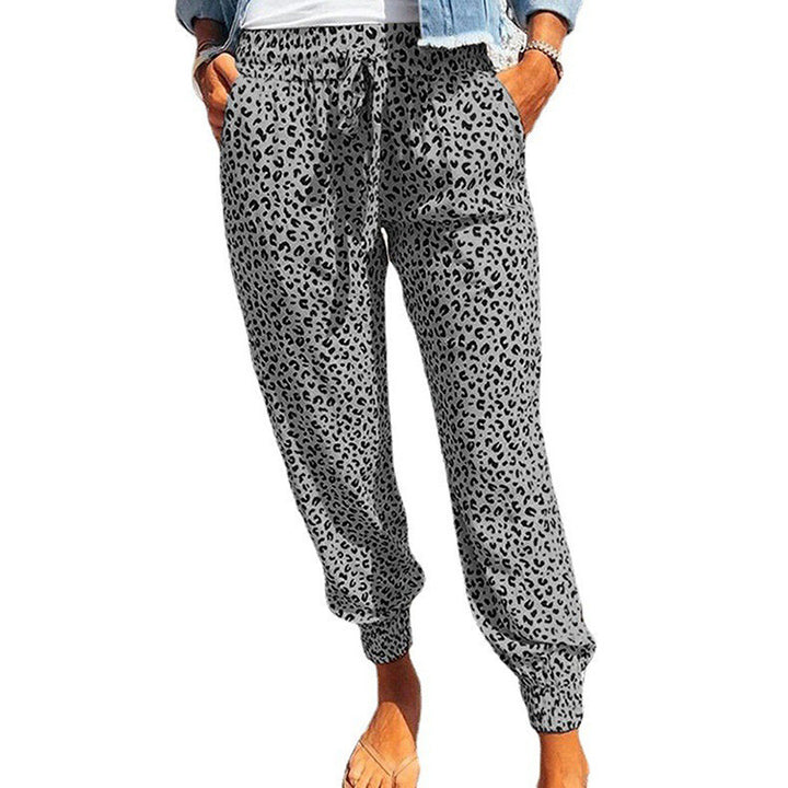 Dame Lækre Leo-print Joggingbukser med Gummibånd og Lommer Stilla